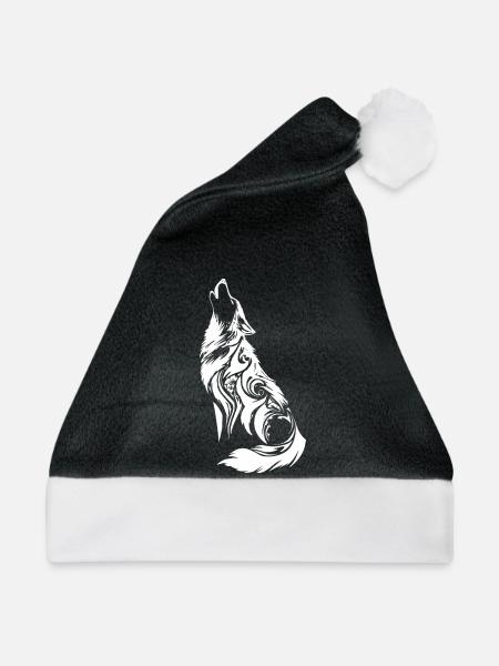 Tribal Wolf Nordic Tattoo - Weihnachtsmütze - Schwarz/Weiß - Vorne
