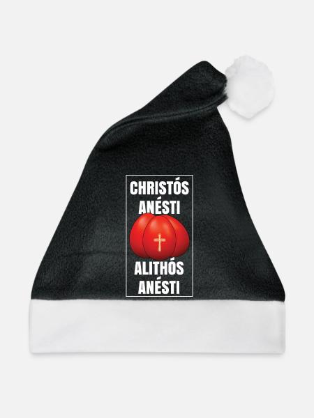 Christos Anesti Alithos Anesti Griechische Osterpascha - Weihnachtsmütze - Schwarz/Weiß - Vorne