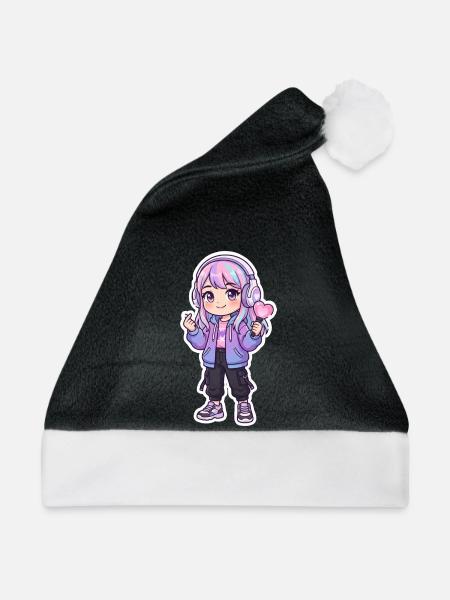 K-Pop Anime - Weihnachtsmütze - Schwarz/Weiß