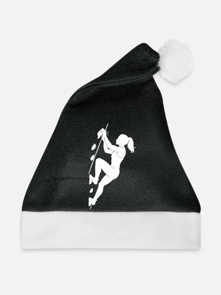 Athletische Bouldern Silhouette Frau - Weihnachtsmütze - Schwarz/Weiß