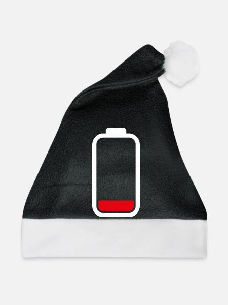 LOW BATTERY - White - Weihnachtsmütze - Schwarz/Weiß
