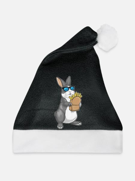 Hase Pommes frites - Weihnachtsmütze - Schwarz/Weiß