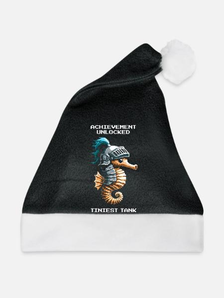 Achievement: kleinster Tank | Seepferdchen - Weihnachtsmütze - Schwarz/Weiß