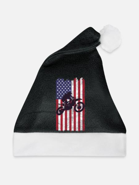 Dirt Biking USA-Flagge - Weihnachtsmütze - Schwarz/Weiß