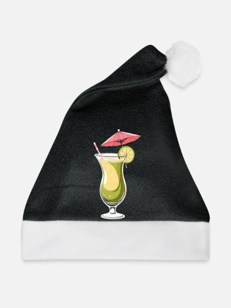 Tropischer Limetten-Cocktail - Weihnachtsmütze - Schwarz/Weiß - Vorne