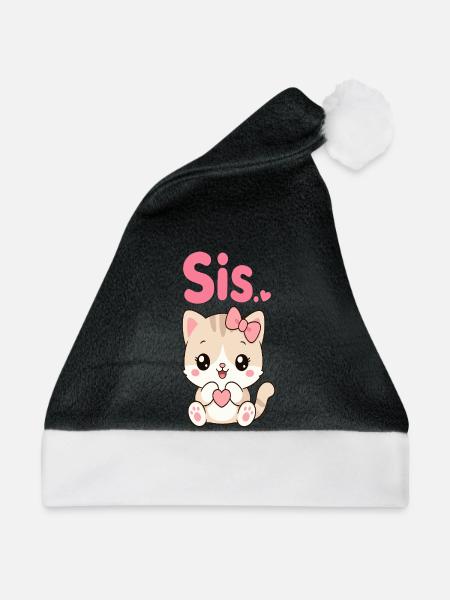 Katzen Sis Herzchen Kawaii - Weihnachtsmütze - Schwarz/Weiß