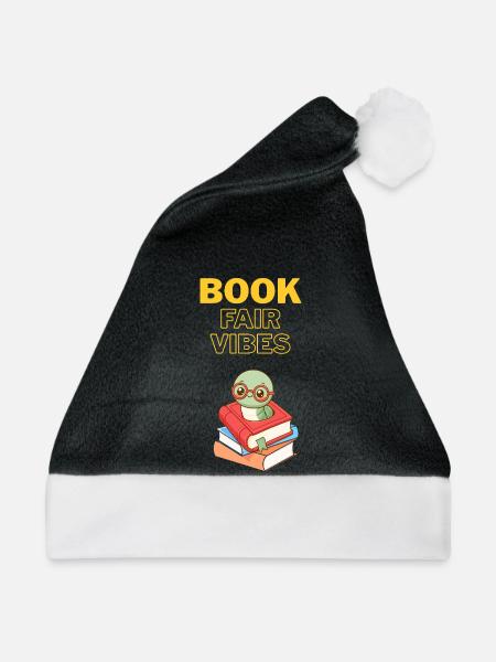 Buchmesse-Vibes Bücherwurm - Weihnachtsmütze - Schwarz/Weiß