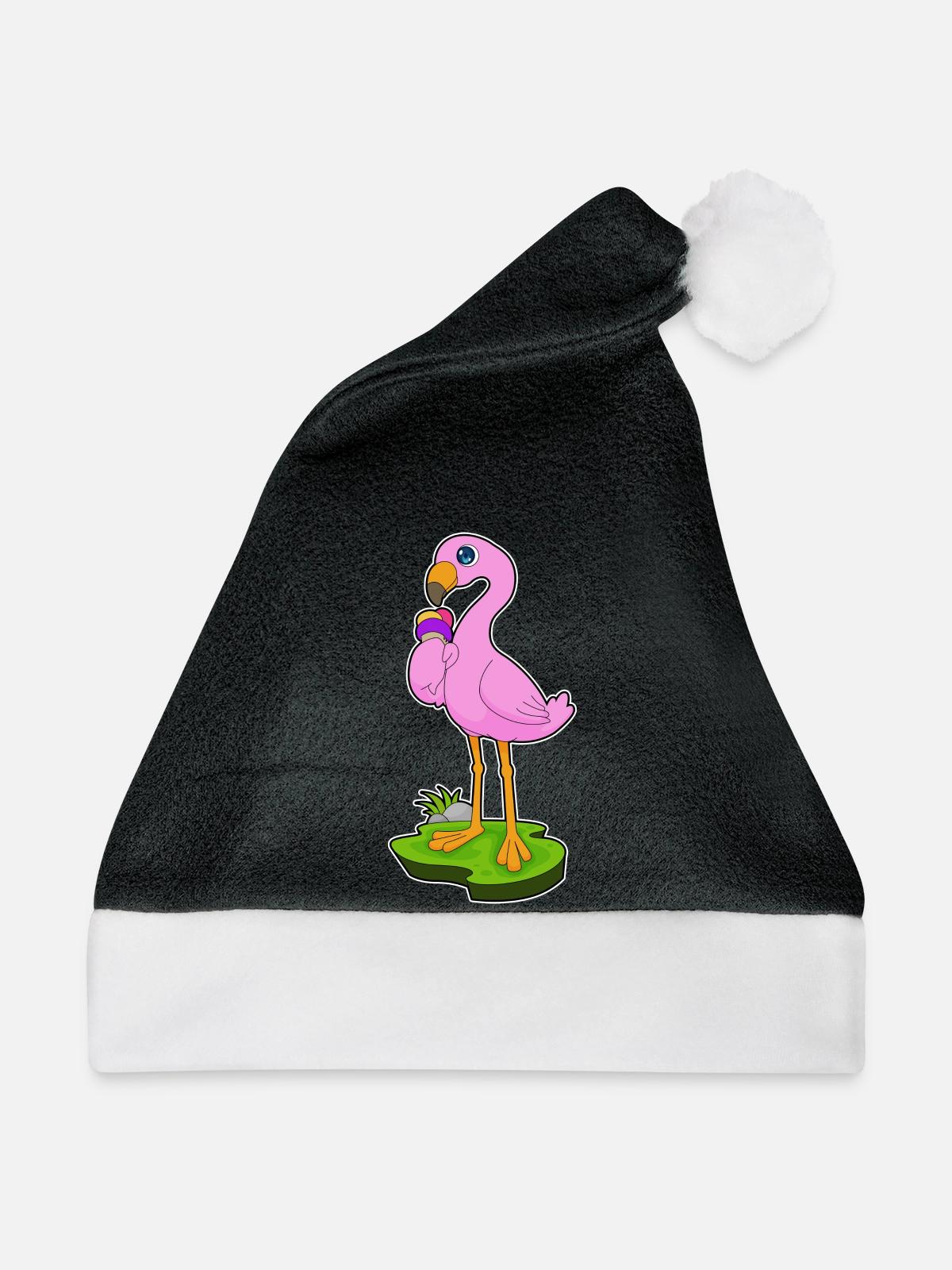 Flamingo Waffeleis - Weihnachtsmütze - Schwarz/Weiß - Vorne