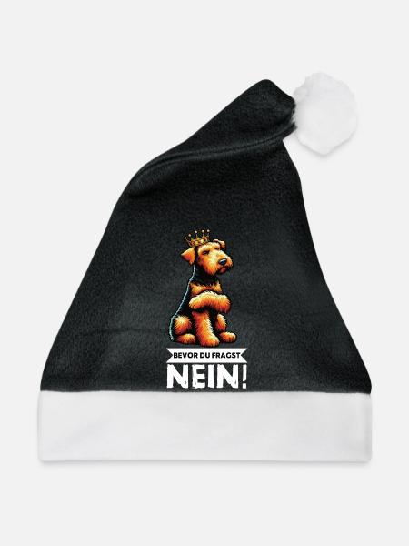 Bevor Du Fragst Airedale Terrier Airedales  - Weihnachtsmütze - Schwarz/Weiß - Vorne