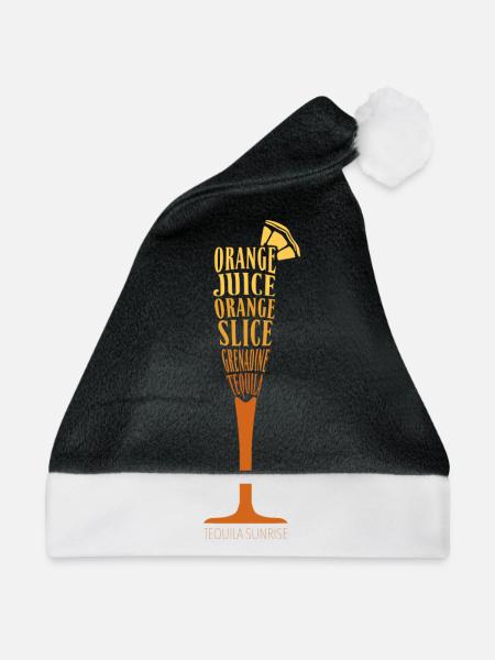 Tequila Sunrise Cocktail Team Tequila - Weihnachtsmütze - Schwarz/Weiß - Vorne