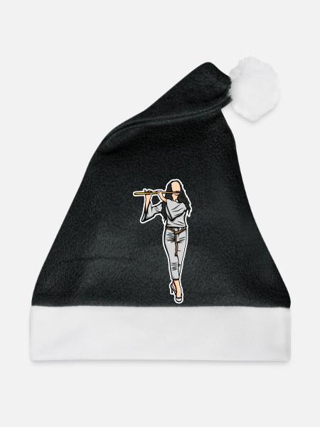 Flötistin Skizze - Weihnachtsmütze - Schwarz/Weiß