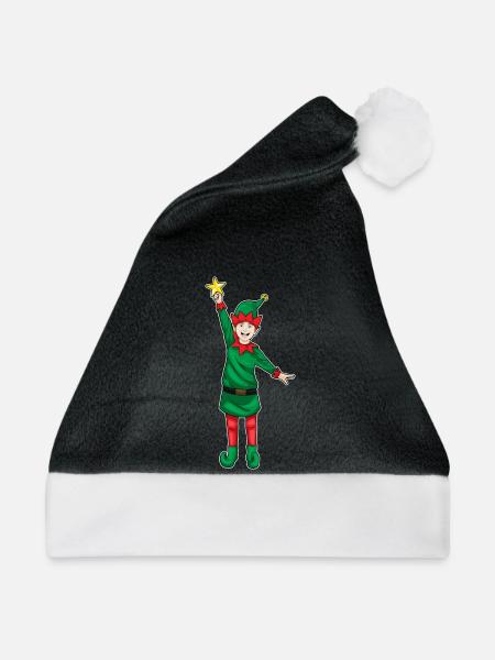 Elf Weihnachten Weihnachtsstern - Weihnachtsmütze - Schwarz/Weiß