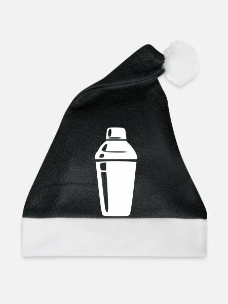 Cocktail Shaker Cocktailbar Geschenk Barkeeper - Weihnachtsmütze - Schwarz/Weiß
