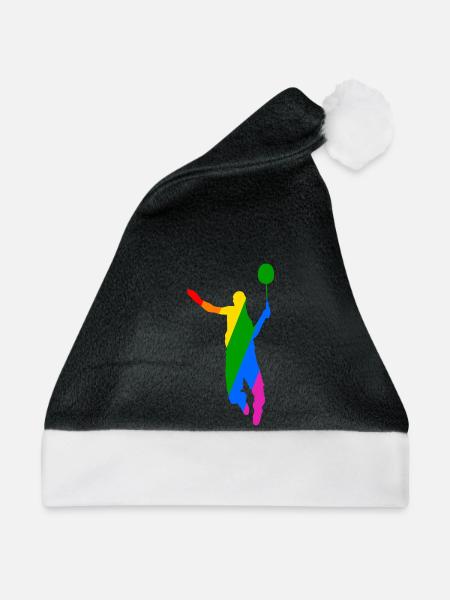 Regenbogen Badminton Tennis Design - Weihnachtsmütze - Schwarz/Weiß