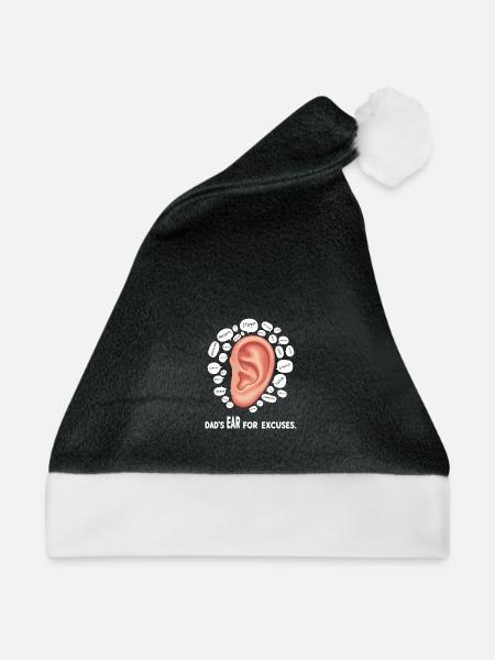 Vaters Ohr für Ausreden. - Weihnachtsmütze - Schwarz/Weiß - Vorne