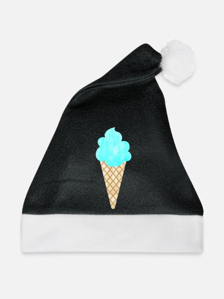 Eis Eiscreme Waffel blau cool Sommer Eisdiele Fan - Weihnachtsmütze - Schwarz/Weiß - Vorne