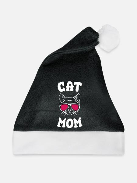 Cat Mom - Weihnachtsmütze - Schwarz/Weiß