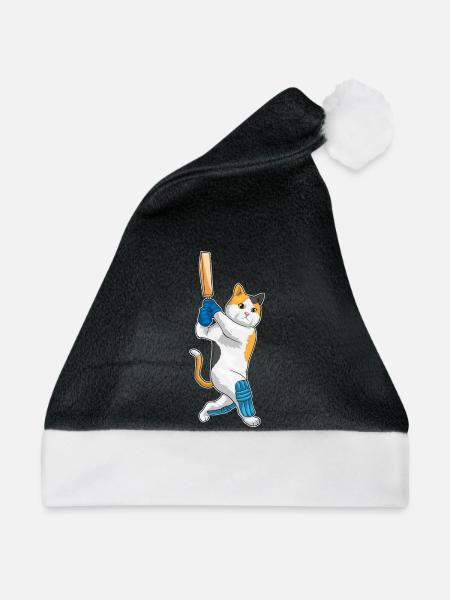 Katze Cricket Cricketschläger - Weihnachtsmütze - Schwarz/Weiß