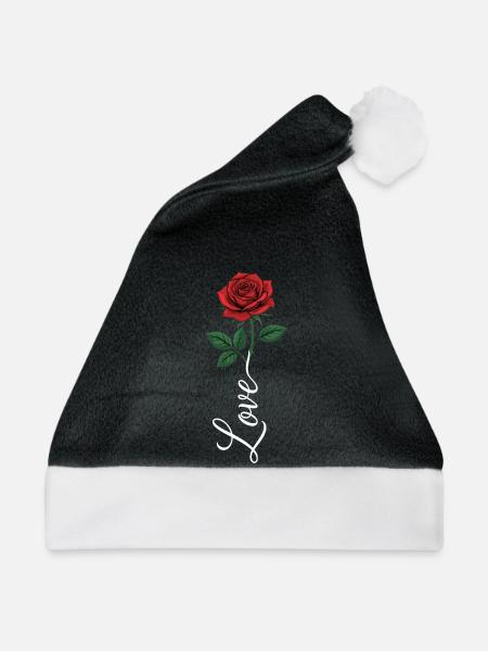 Love Rote Rose - Weihnachtsmütze - Schwarz/Weiß
