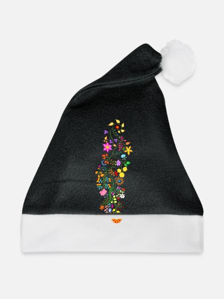 Blumenranke - Weihnachtsmütze - Schwarz/Weiß