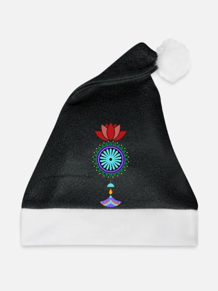 Blühender Mandala Hänger - Weihnachtsmütze - Schwarz/Weiß