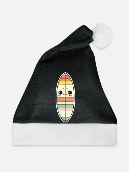 Surfbrett Comic Stil - Weihnachtsmütze - Schwarz/Weiß - Vorne