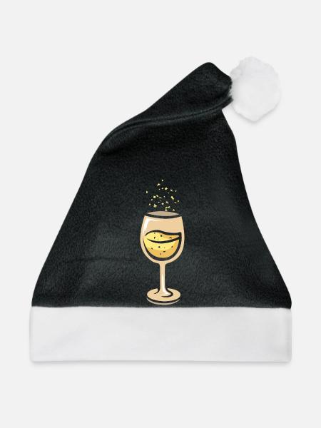 Sektglas Party Feier Illustration - Weihnachtsmütze - Schwarz/Weiß