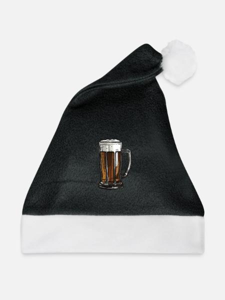 Bier Glas - Weihnachtsmütze - Schwarz/Weiß