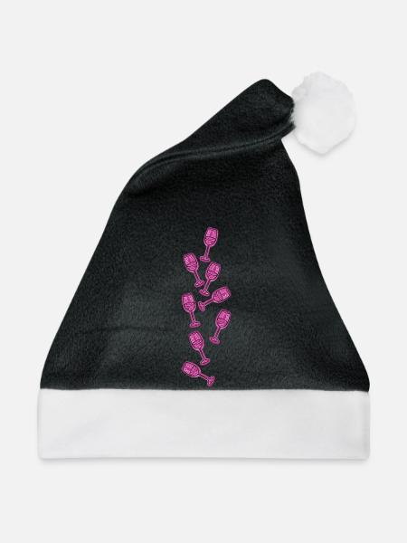 Weinglas Sektglas Symbol Wein - Weihnachtsmütze - Schwarz/Weiß