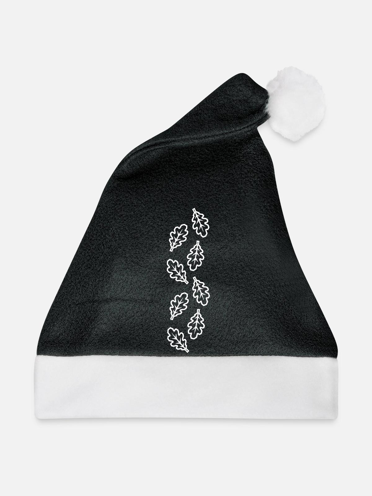 Eichenblatt Blätter Laub - Weihnachtsmütze - Schwarz/Weiß - Vorne