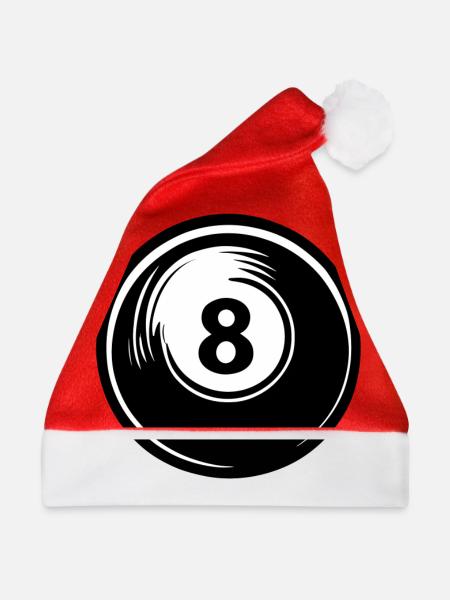 Billardtisch / Billiardkugel / 8 Ball / Pool / Kö - Weihnachtsmütze - Rot