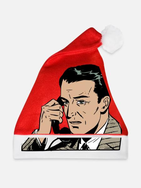 man on phone - Weihnachtsmütze - Rot