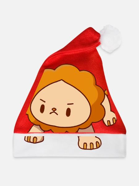 löwe pushups liegestütze kawaii sauer wütend - Weihnachtsmütze - Rot - Vorne