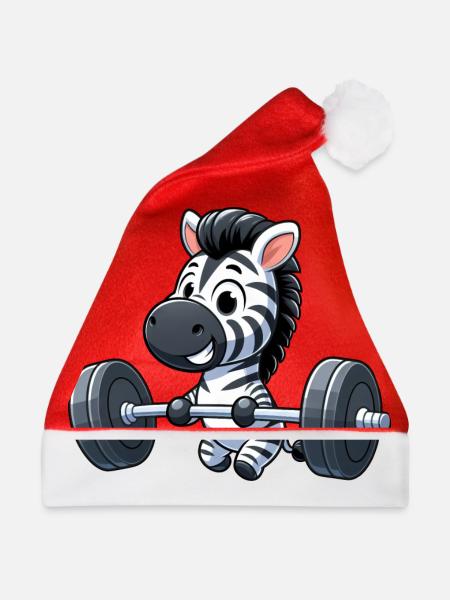 Zebra Powerlifting: Krafttraining mit Hanteln - Weihnachtsmütze - Rot