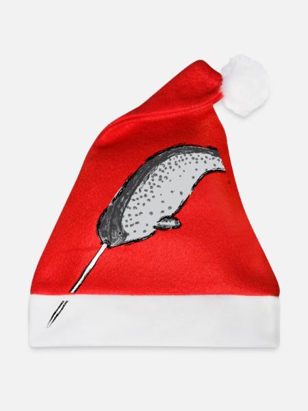 Narwal / Narwhal Design I - Weihnachtsmütze - Rot