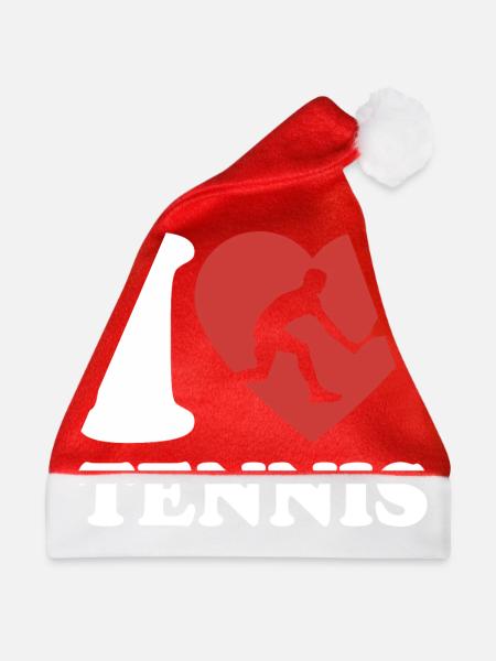 I Love Tennis Typo - Herz - Hobby - Weihnachtsmütze - Rot - Vorne