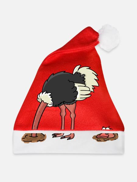 Vogelstrauß Vogel Strauß - Weihnachtsmütze - Rot