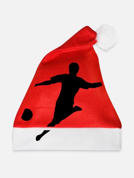 Fußballer Silhouette Fussball Shirt Geschenk - Weihnachtsmütze - Rot