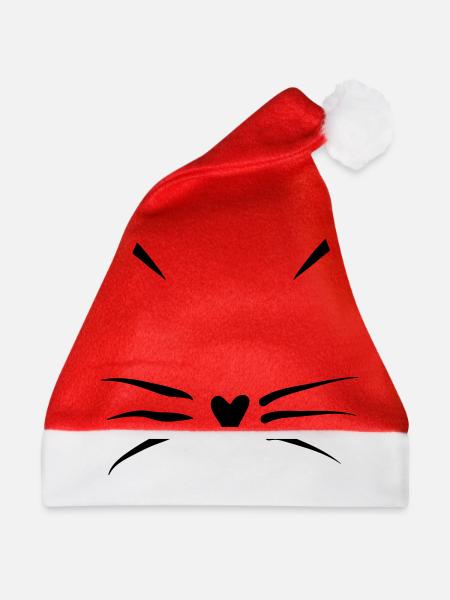 Katzengesicht - Weihnachtsmütze - Rot - Vorne