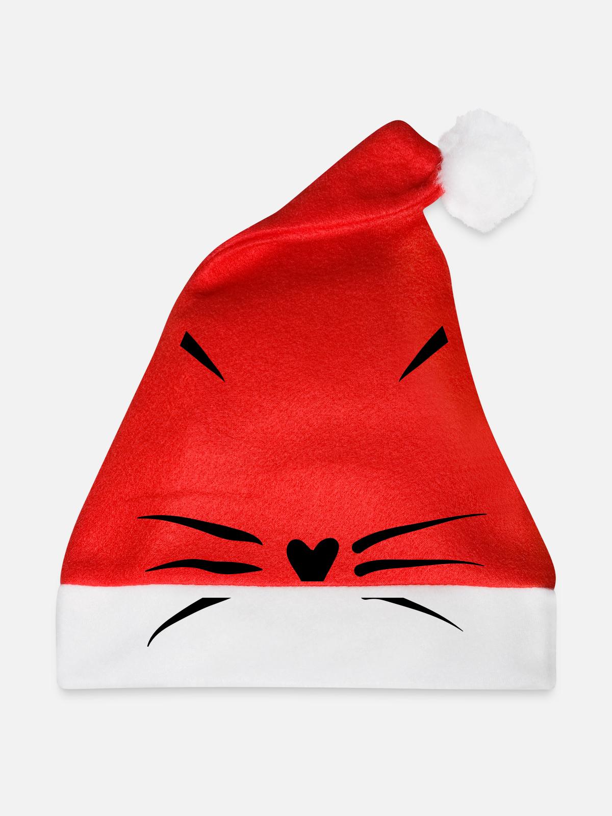 Katzengesicht - Weihnachtsmütze - Rot - Vorne