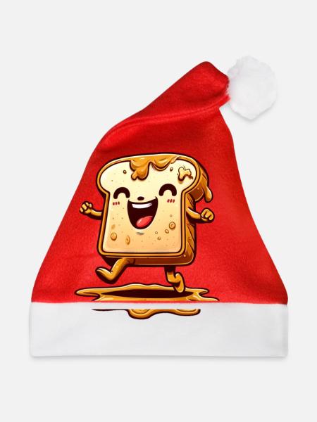 Toast mit Marmelade Erdnussbutter - Weihnachtsmütze - Rot