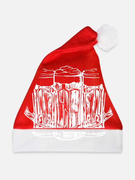 Bier Anstoßen - Weihnachtsmütze - Rot - Vorne