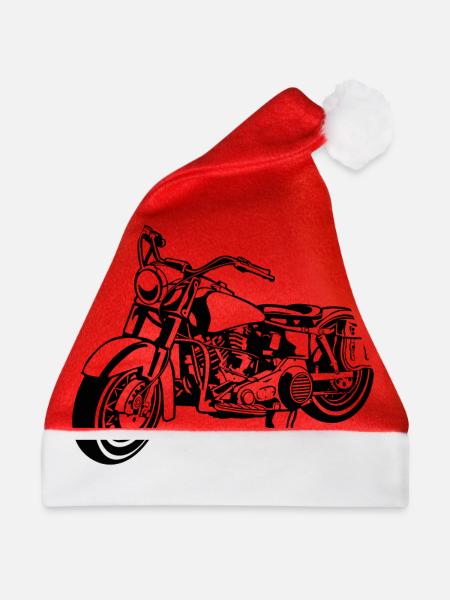 Chopper Motorrad 10_schwarz - Weihnachtsmütze - Rot