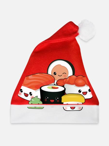 happy Sushi Family - Weihnachtsmütze - Rot - Vorne