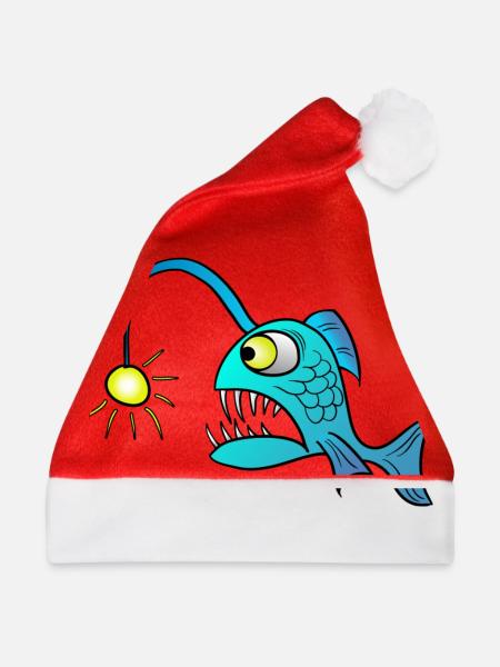 Laternenfisch Anglerfisch - Weihnachtsmütze - Rot - Vorne
