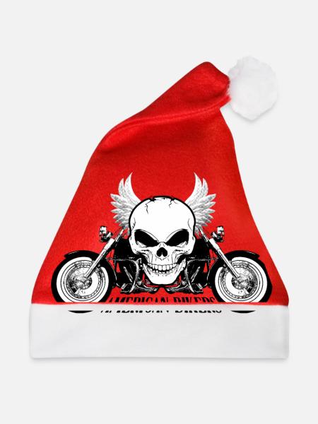 Amerikanischer Radfahrer-Motorrad-Zerhacker-Schädel-Radfahrer - Weihnachtsmütze - Rot