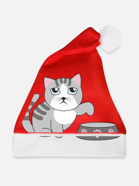 Hungrige Katze - Weihnachtsmütze - Rot