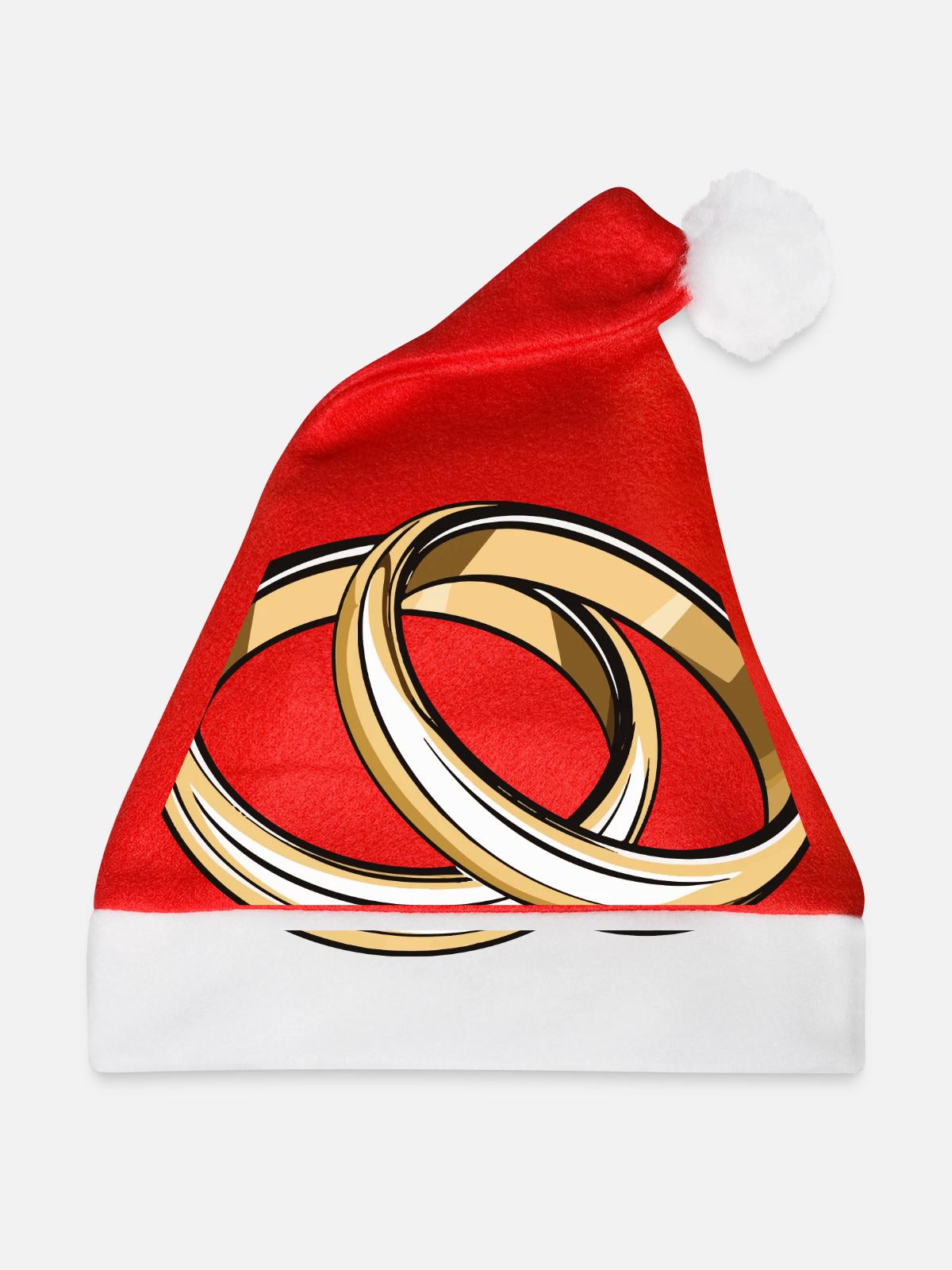 Eheringe Hochzeit - Weihnachtsmütze - Rot - Vorne