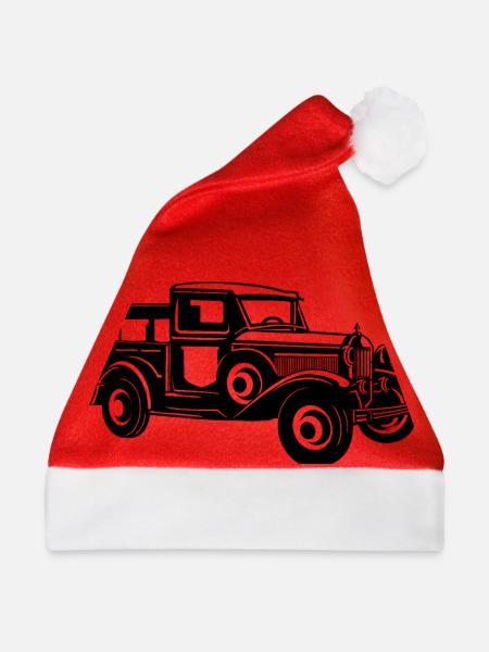 Pickup Oldtimer Truck 01_schwarz - Weihnachtsmütze - Rot