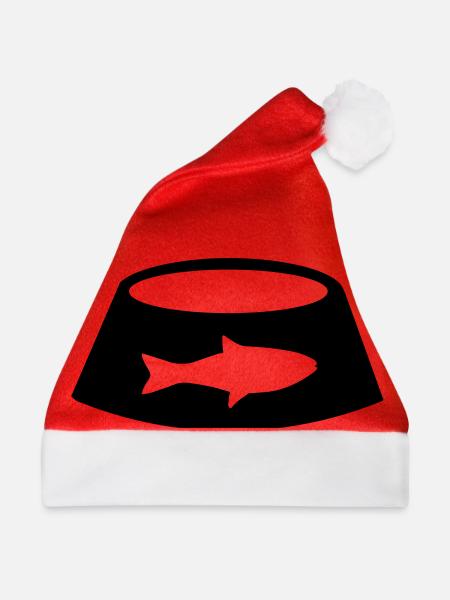 Katzen Schüssel - Weihnachtsmütze - Rot